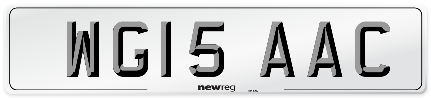 WG15 AAC Number Plate from New Reg